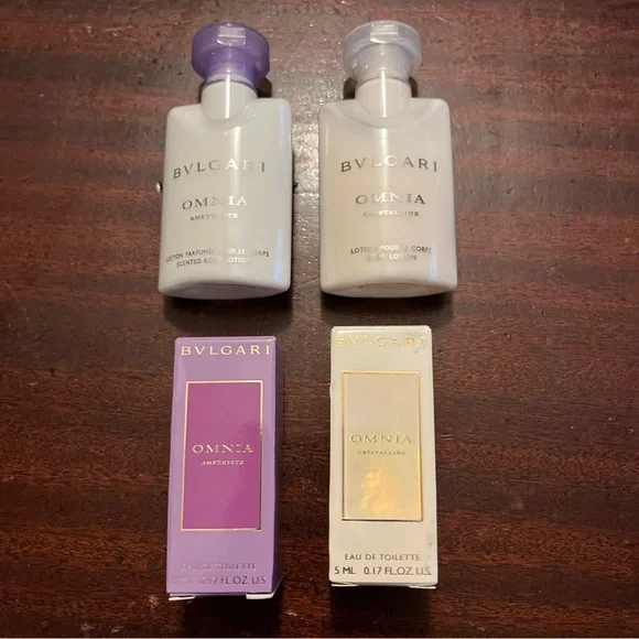 BVLGARI OMNIA travel size lotion and perfume lot of 4 designer travel cosmetics - Picture 1 of 5